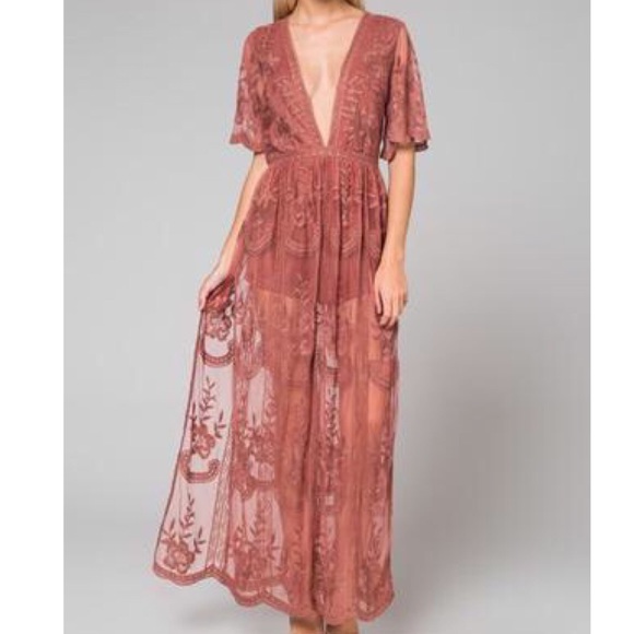 Honey Punch Dresses & Skirts - Honey Punch Butterfly Lace Maxi Romper